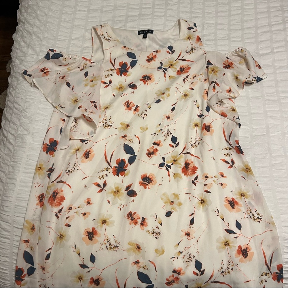 White Dress with Floral Accents